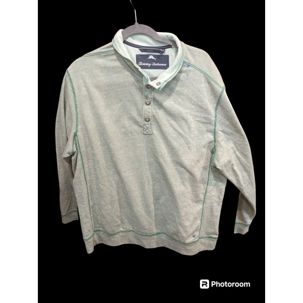 TOMMY BAHAMA Men's 1/4 Button Shirt‎ Size Large Sweatshirt Cotton